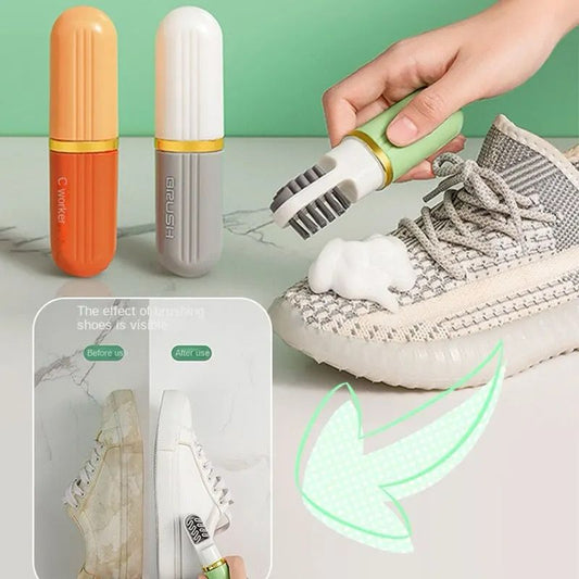 3in1 Shoe Brush with Dispensing Bottles Soft Bristled Wash Shoe Cleaning Tools Clothes Board Clean Suede Shoe Brush for Home