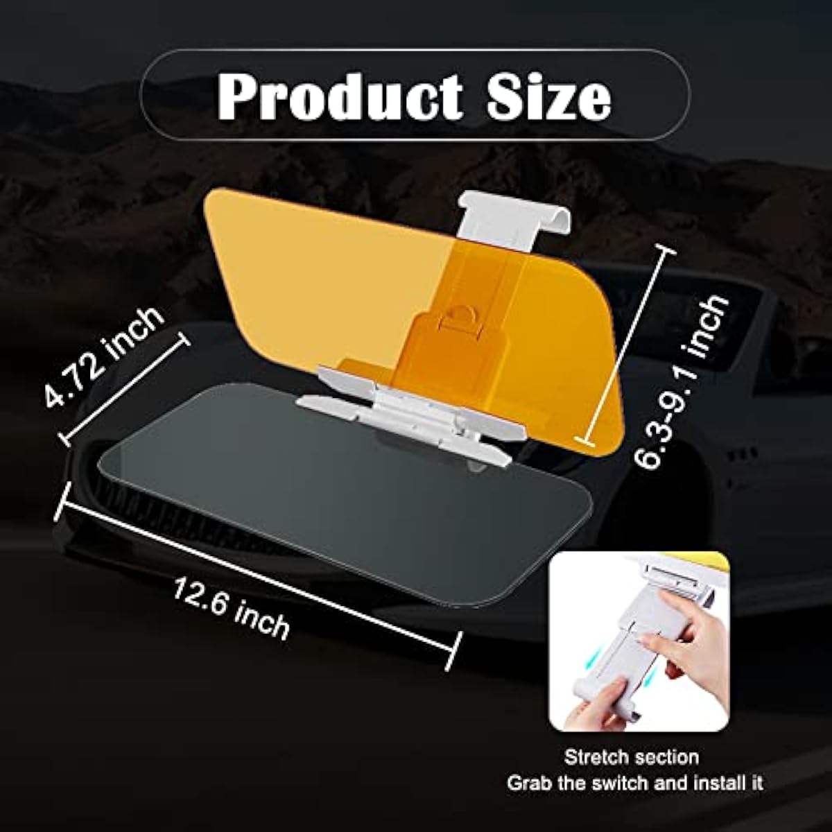 Car Sun Visor, 2 in 1 Universal Day and Night Anti-Glare Extend