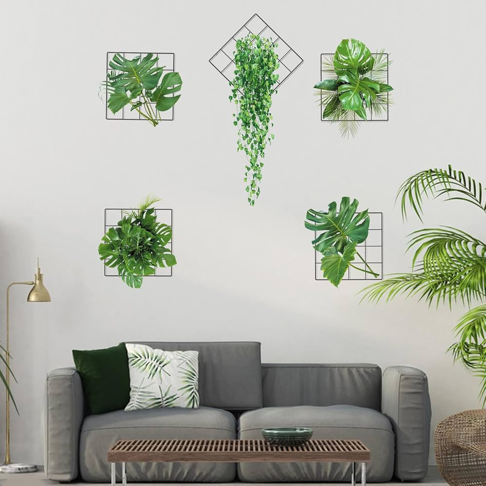 3D Plants Wall Stickers, 6 pcs