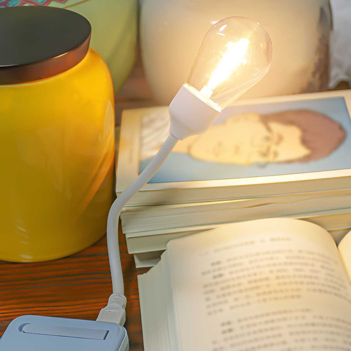 Portable English Night Light with USB Tungsten Filament, Energy Saving Notebook Light